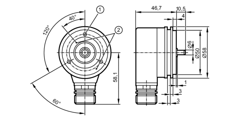 Инкрементальный энкодер со сплошным валом RU1125 Ifm electronic