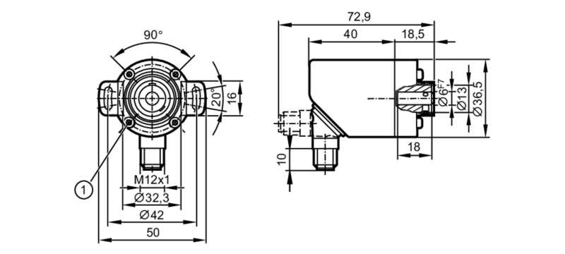 Инкрементальный энкодер с полым валом RA3104 Ifm electronic